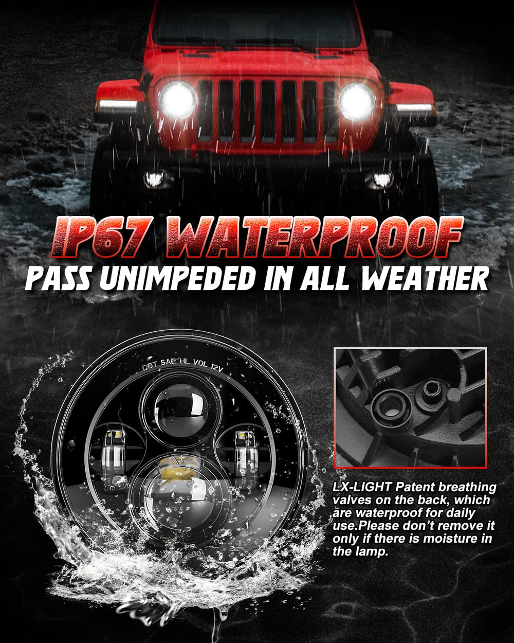 LX-LIGHT included H4 and H13 adapters and instruction guide for quick install