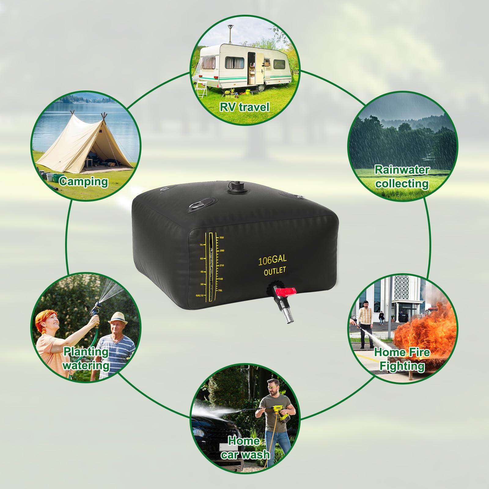 LXVOOEE deployed bladder at RV campsite for portable water supply