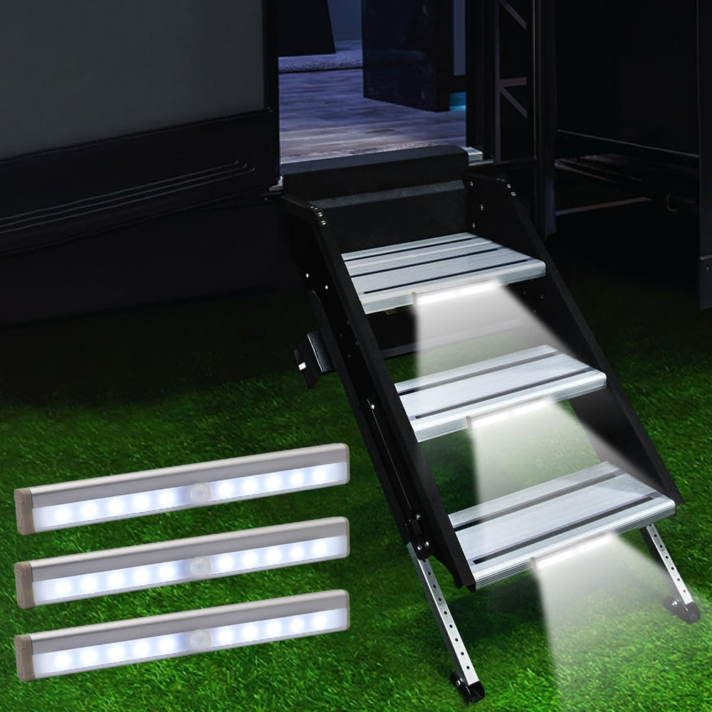 LYCARESUN front view showing compact LED bar and clean profile, improving nighttime step visibility