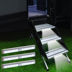 LYCARESUN front view showing compact LED bar and clean profile, improving nighttime step visibility
