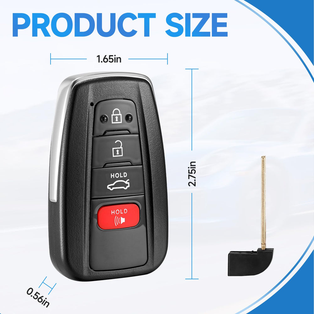 LYFUCESS fob held in hand to show scale and ergonomic shape for comfortable handling