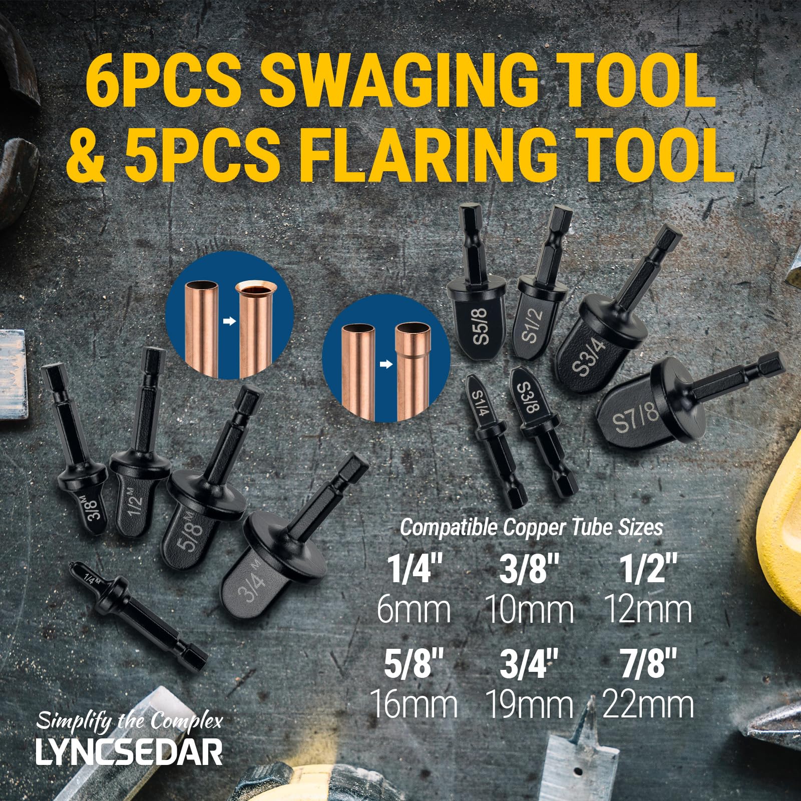 LYNCSEDAR close-up swage head showing hardened steel for longevity