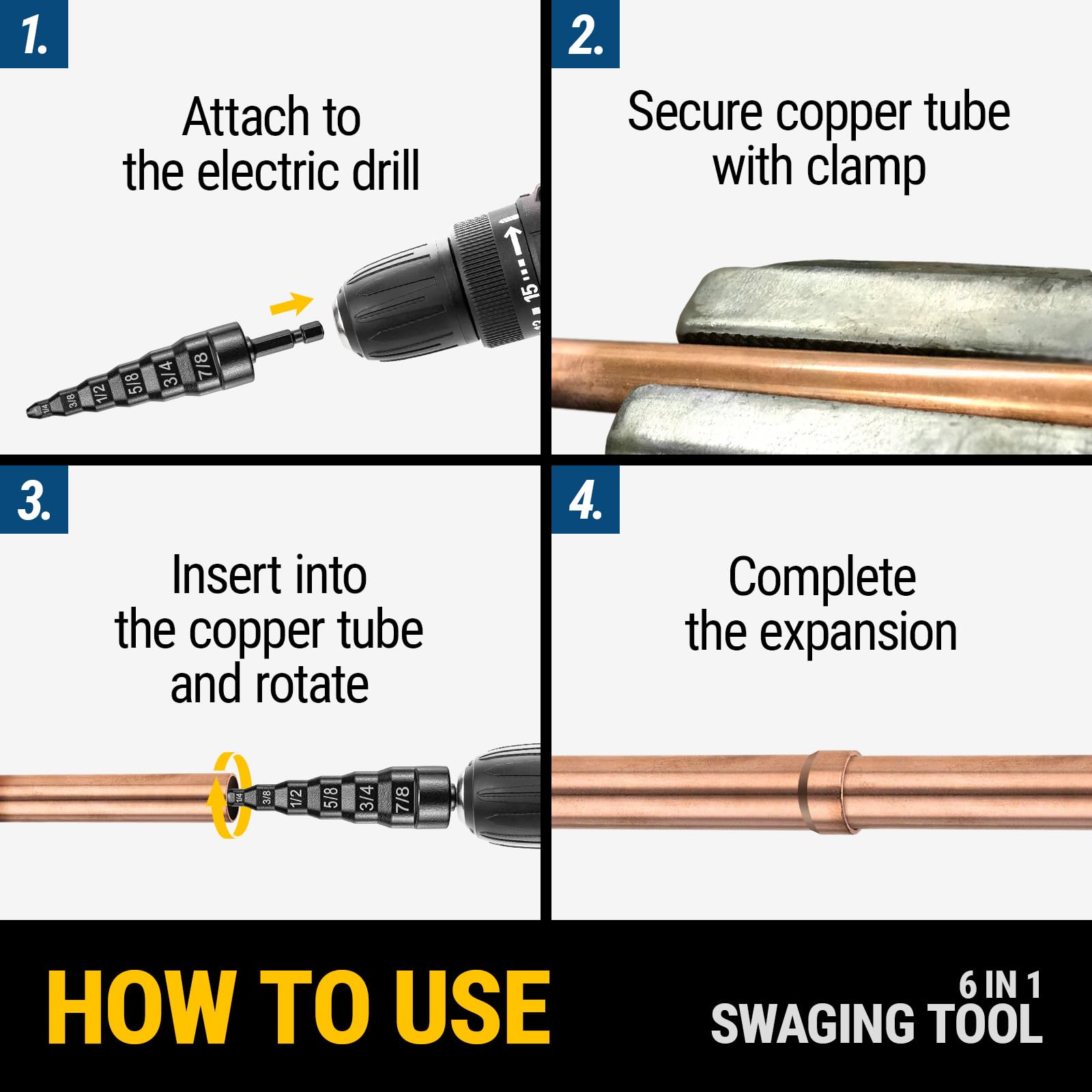 LYNCSEDAR flaring bits forming a 45° flare on copper tubing for tight connections