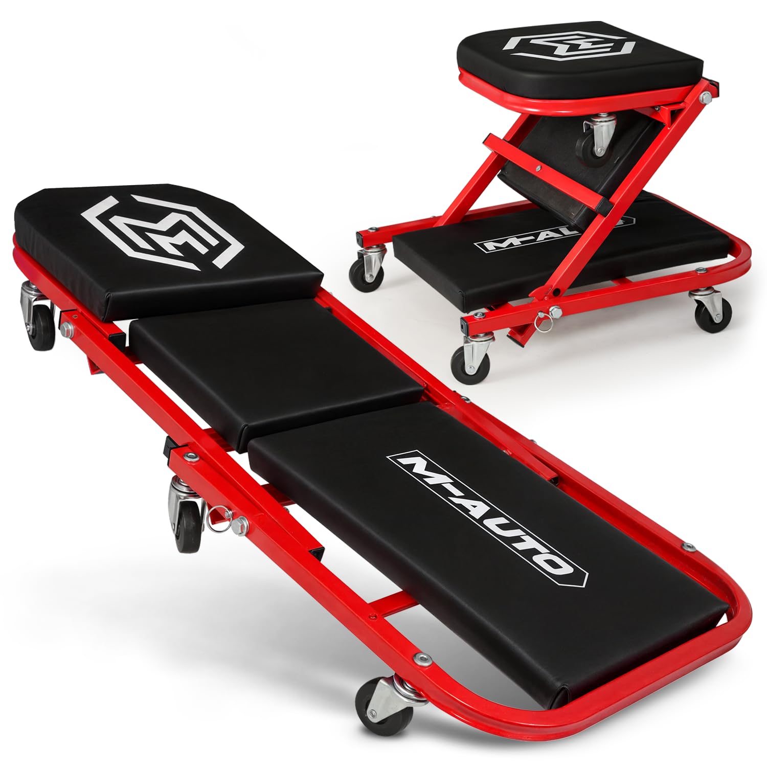 M-AUTO front view showing full creeper and benefits of stability