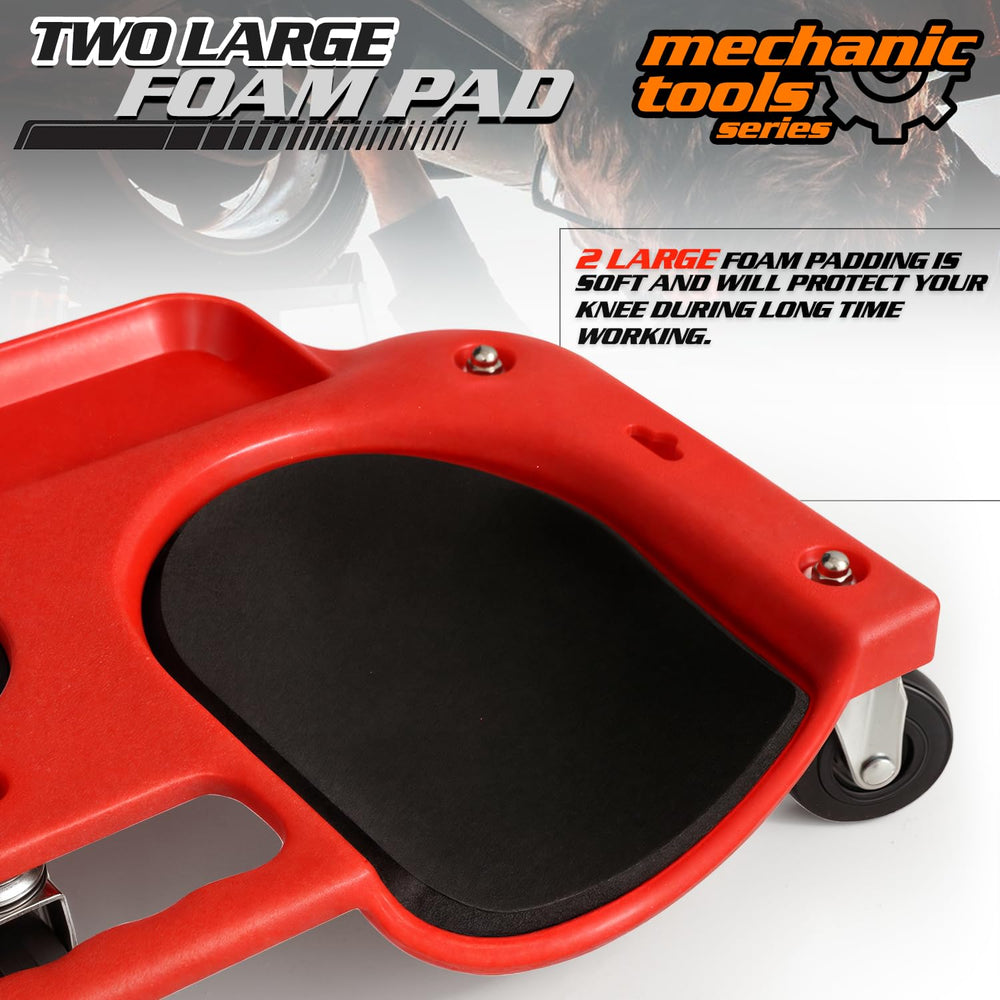 M-AUTO caster detail showing 360-degree swivel for precise side-to-side movement