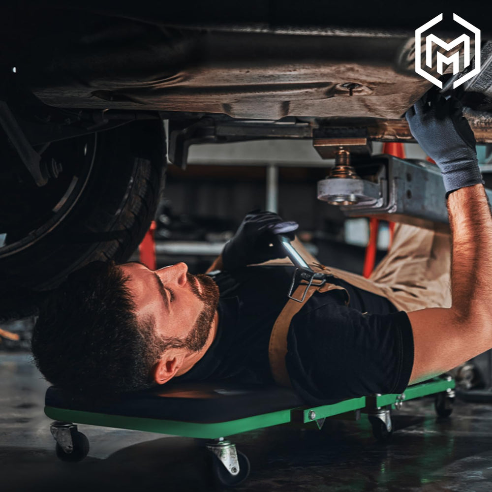 M-AUTO in a garage setting showing mobility and ease of use during repairs