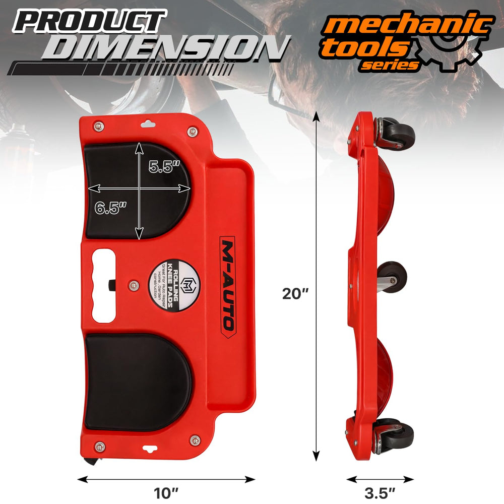M-AUTO side profile highlighting five swivel casters for smooth maneuvering