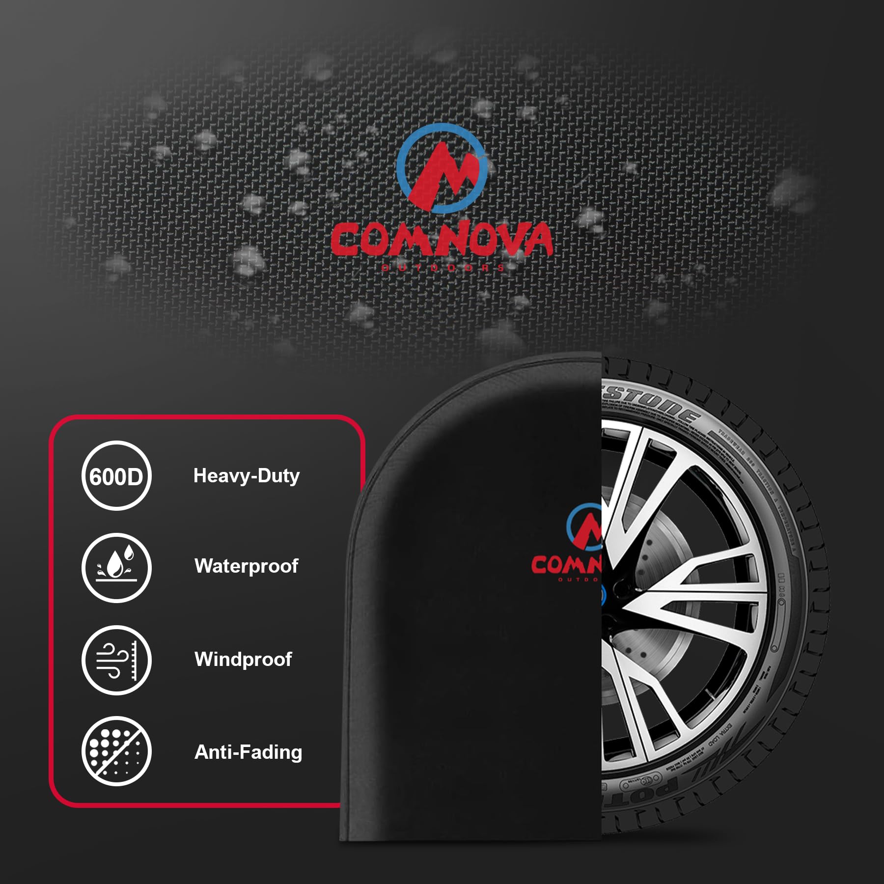 M COMNOVA OUTDOORS elastic hem and hook detail demonstrating secure wind-resistant fit