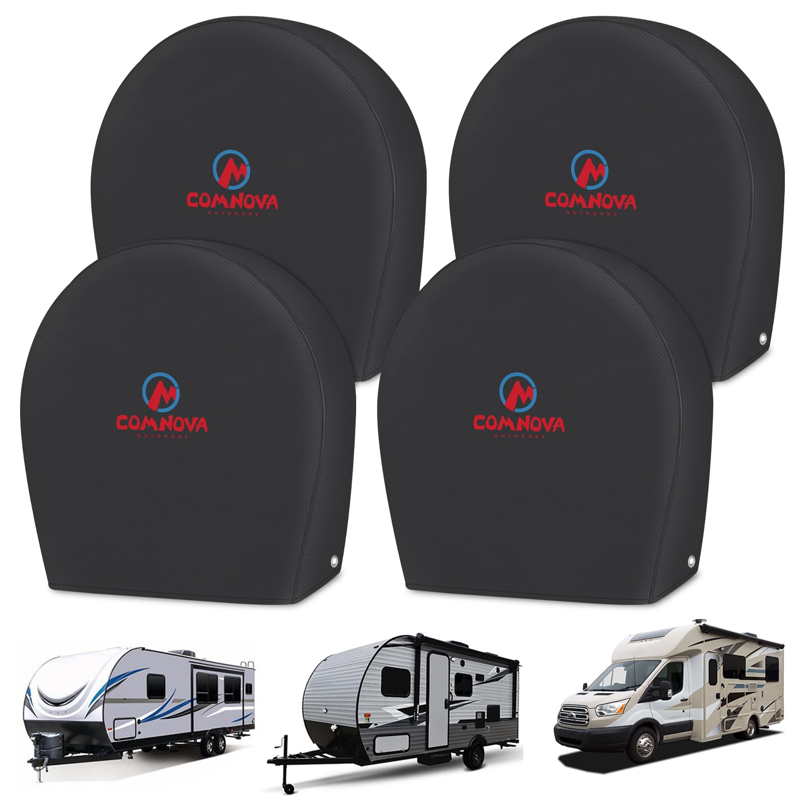M COMNOVA OUTDOORS front pack view showing four tire protectors and branding benefit