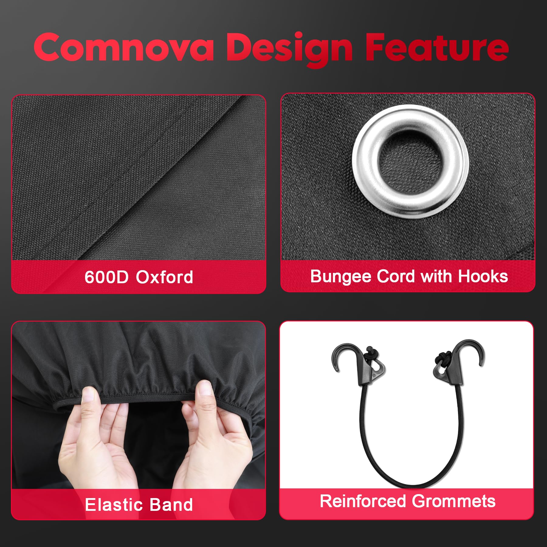 M COMNOVA OUTDOORS size comparison with ruler showing 30–32 inch fit assurance