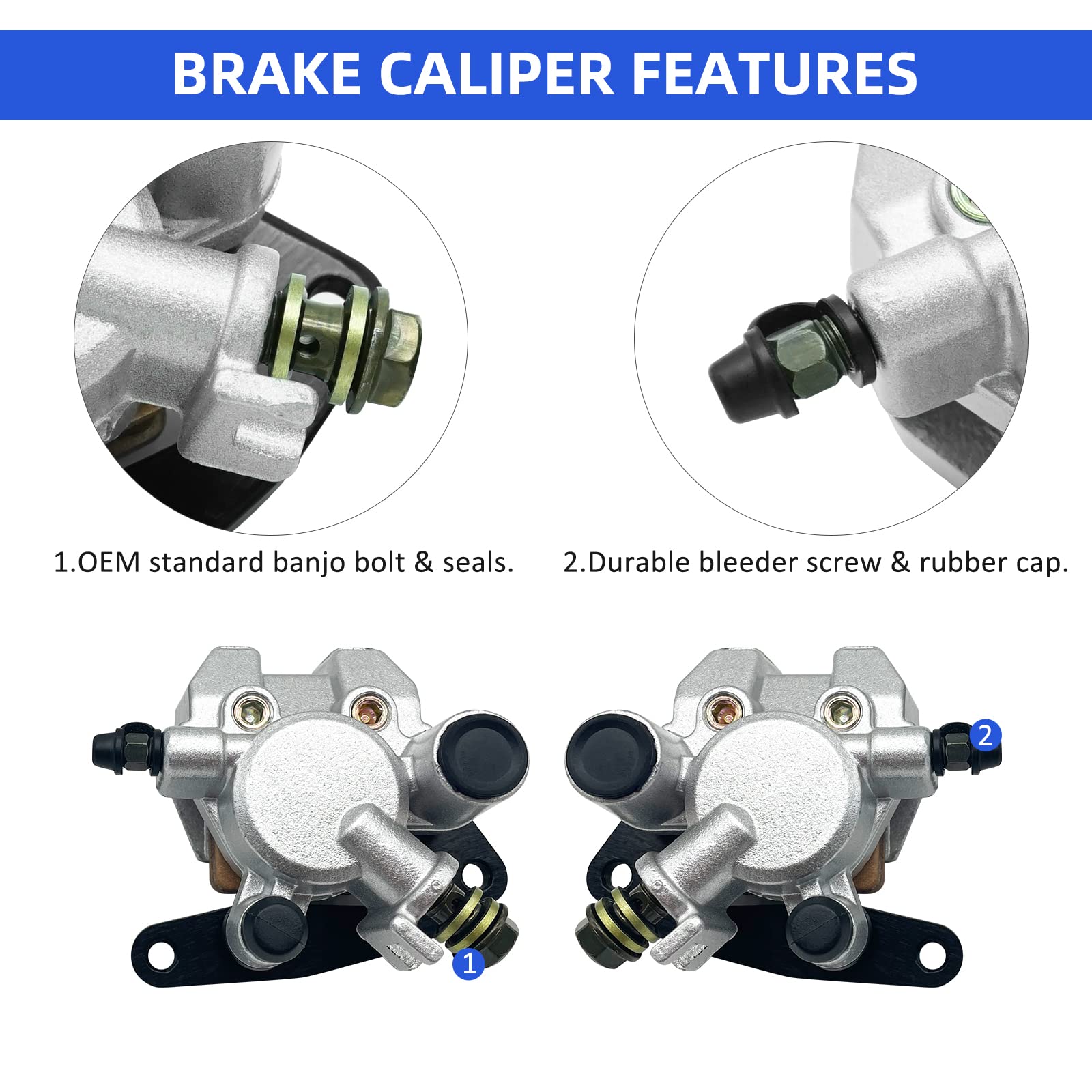 M MATI brake pads and banjo fittings detail illustrating ready-to-install convenience