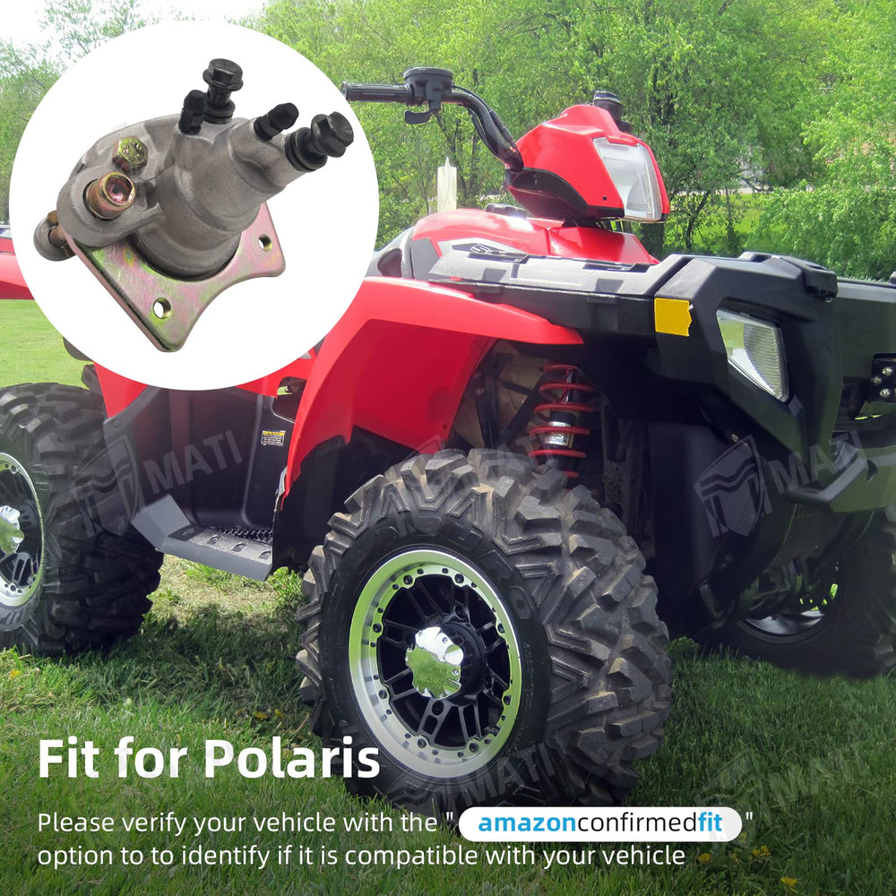 M MATI caliper on ATV in off-road setting showing reliable braking confidence