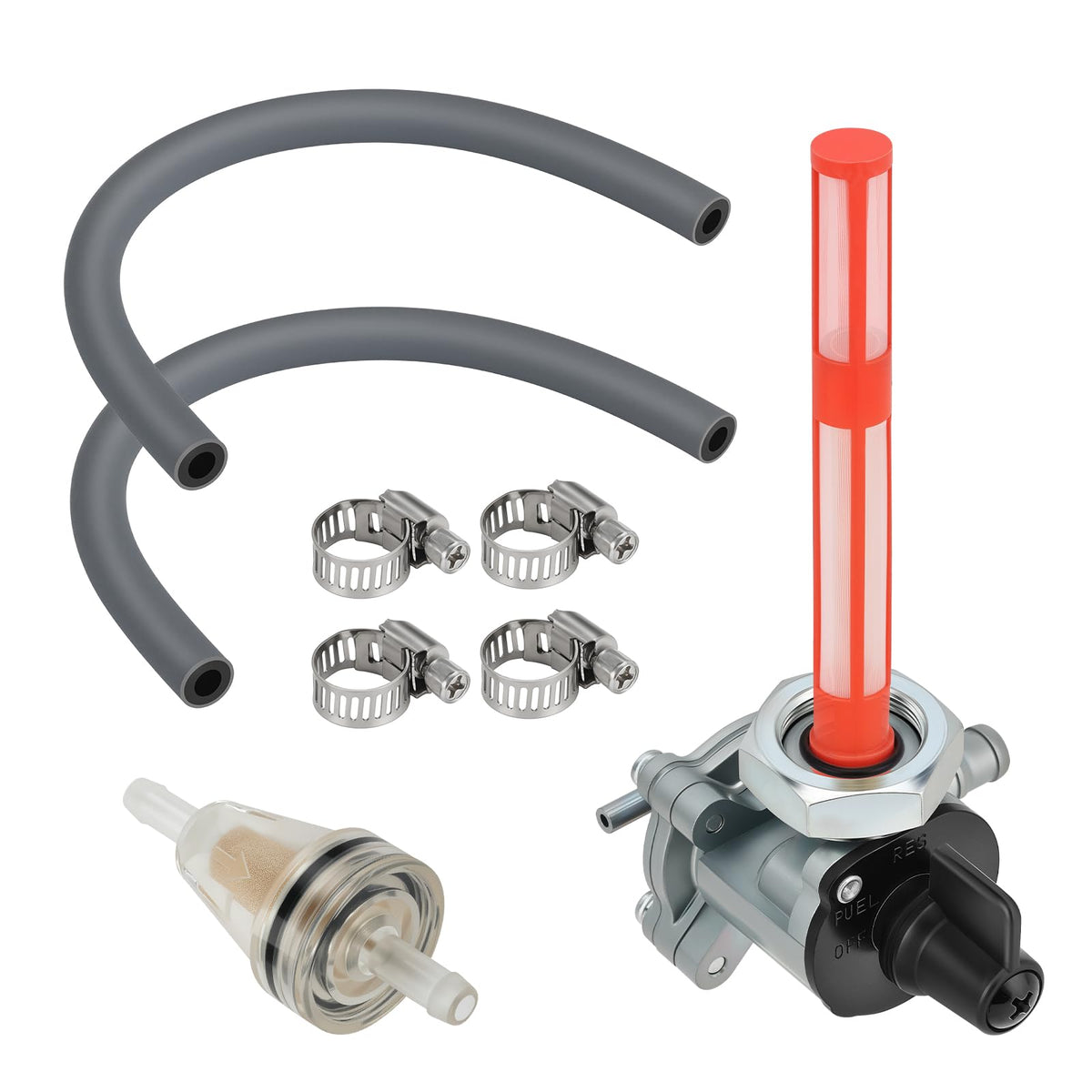 M MATI petcock front assembly showing valve and lever, durable OEM-style replacement