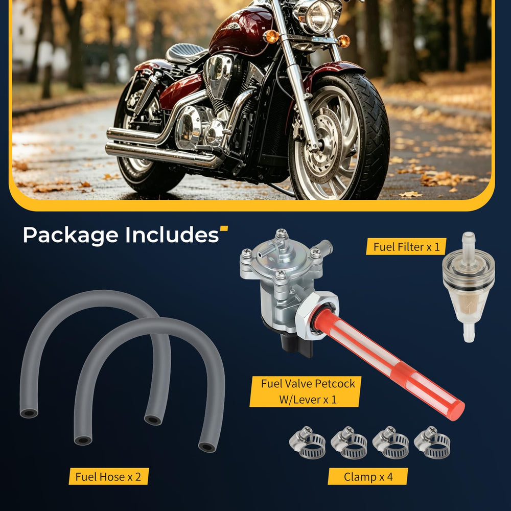 M MATI petcock installed on VTX1300 tank, restores reliable fuel flow and control