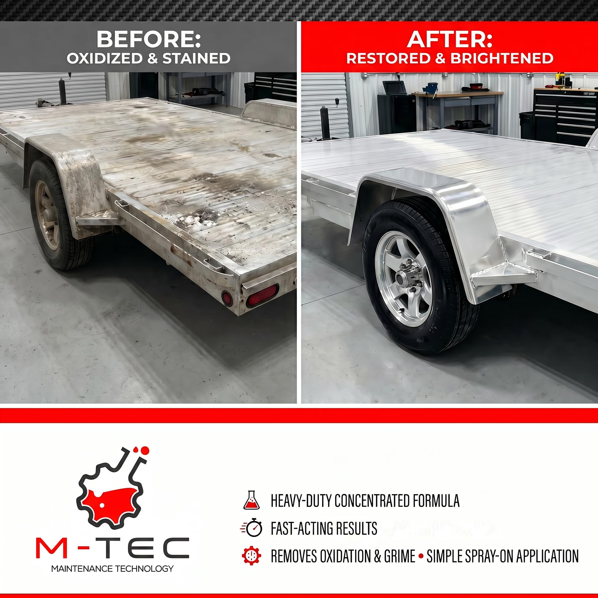 M-Tec sprayed onto trailer aluminum, demonstrating easy application