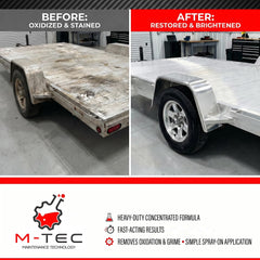 M-Tec sprayed onto trailer aluminum, demonstrating easy application
