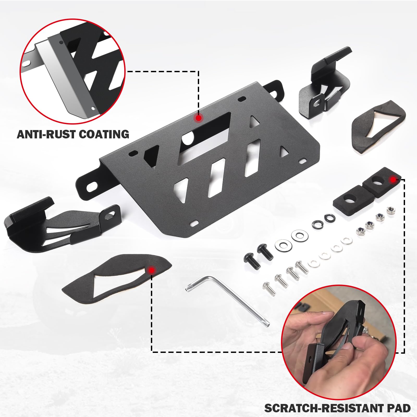 Mabett bracket height measurement demonstrating 14-inch compliant plate placement