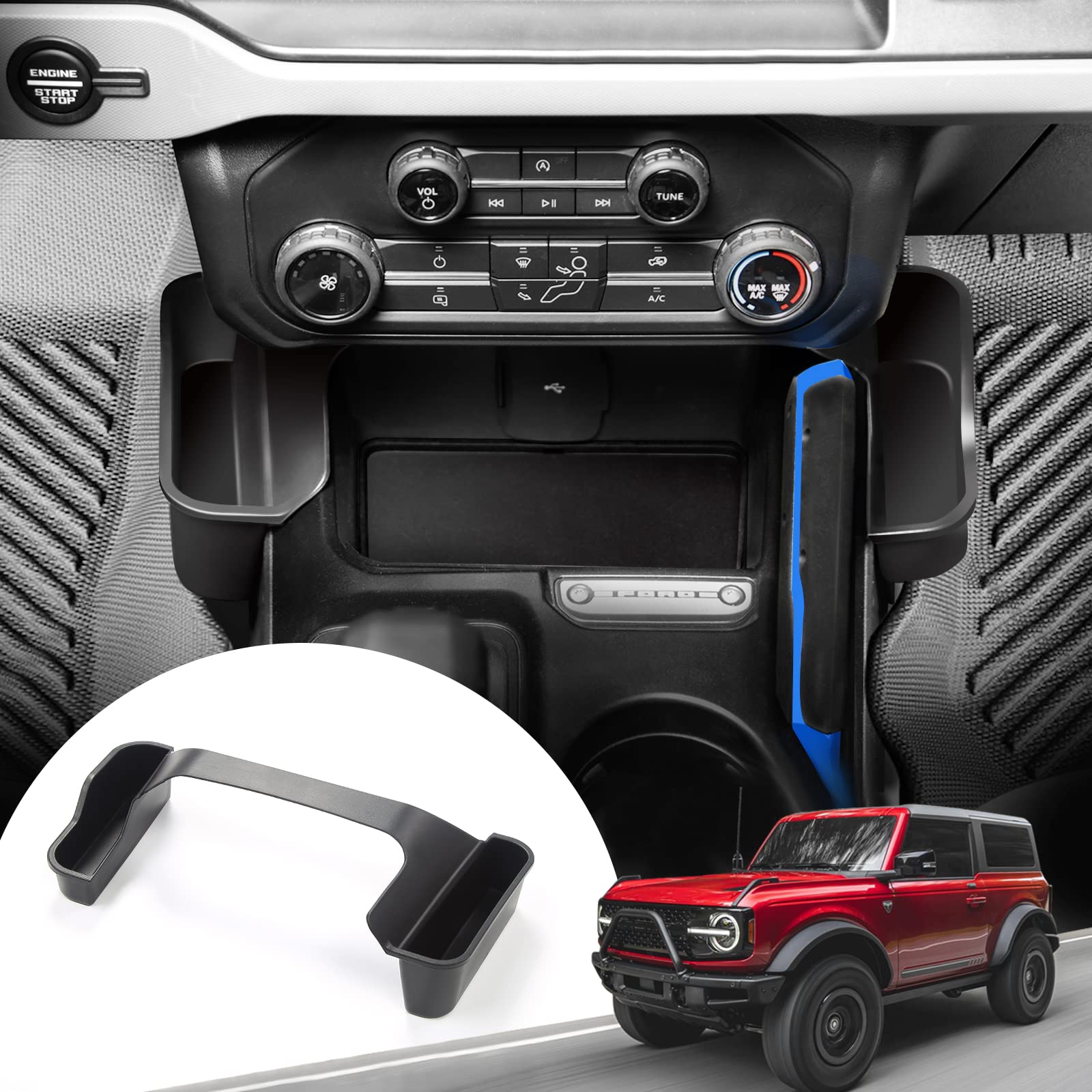 Mabett front view of shifter storage box showing neat tray and matte black finish for tidy organization