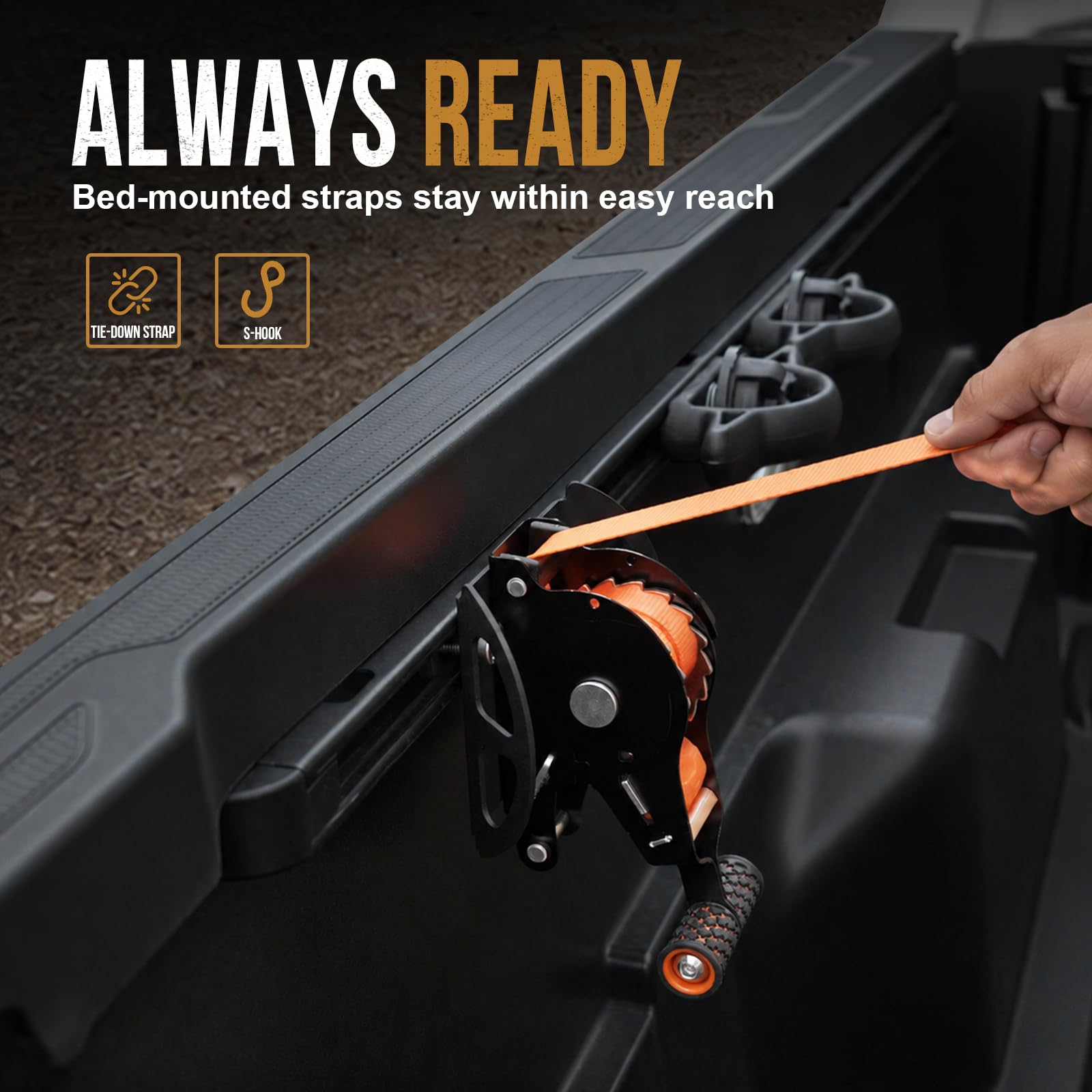 Mabett securing an ATV in truck bed illustrating reliable hold during transport