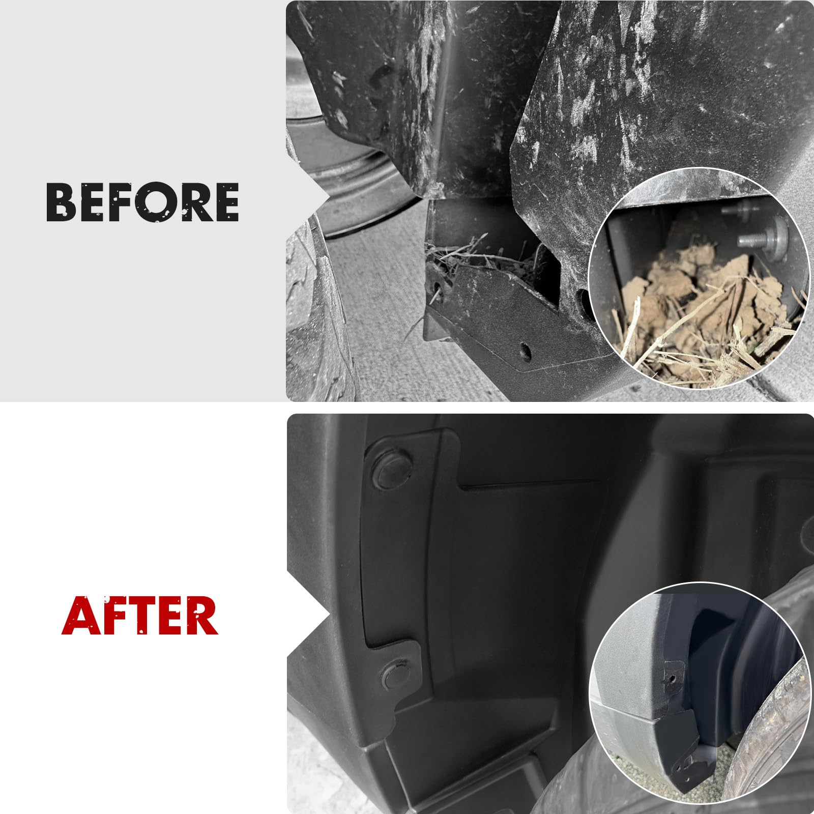 Mabett splash cover being inserted into factory hole for fast installation