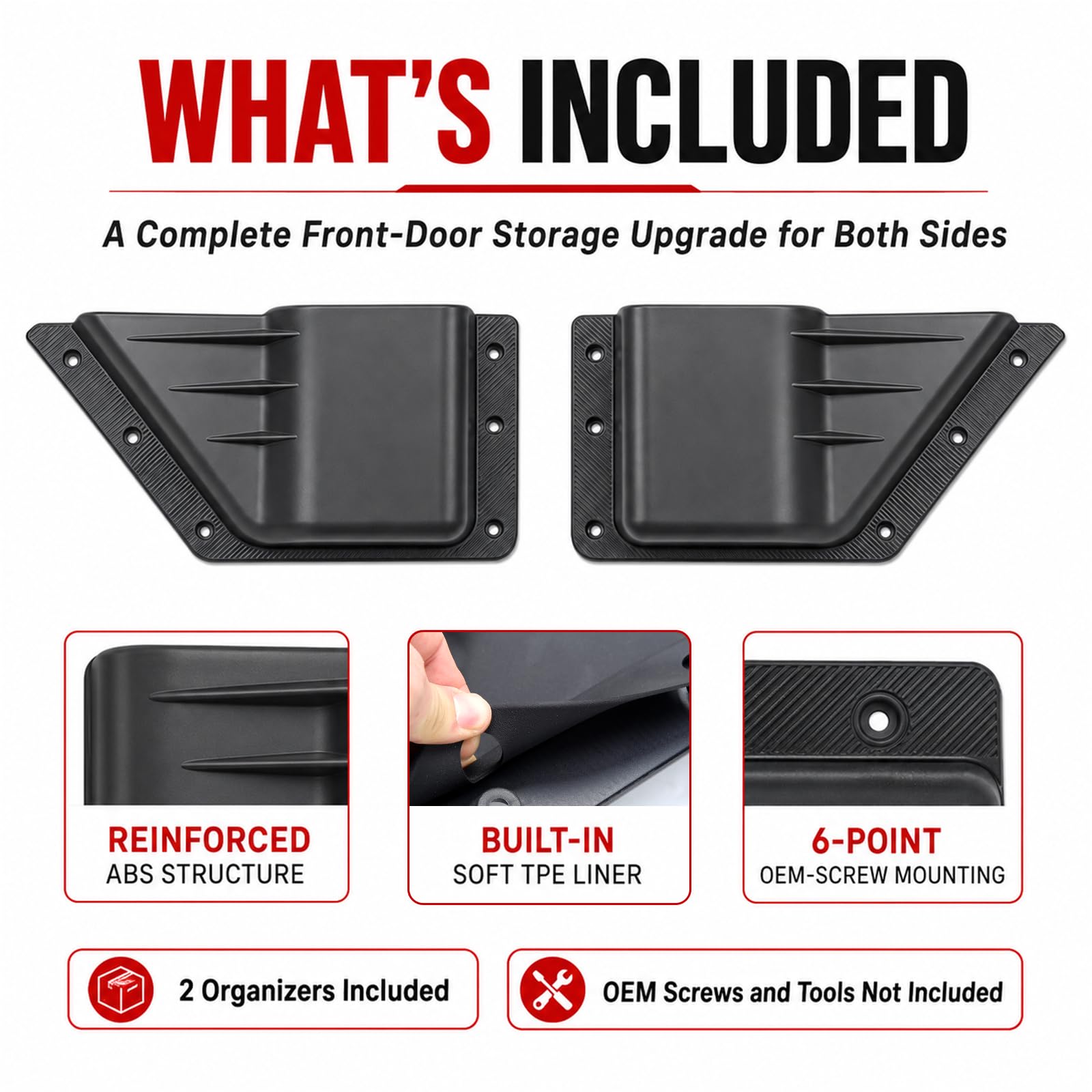 Mabett included screws and hardware for non-destructive installation