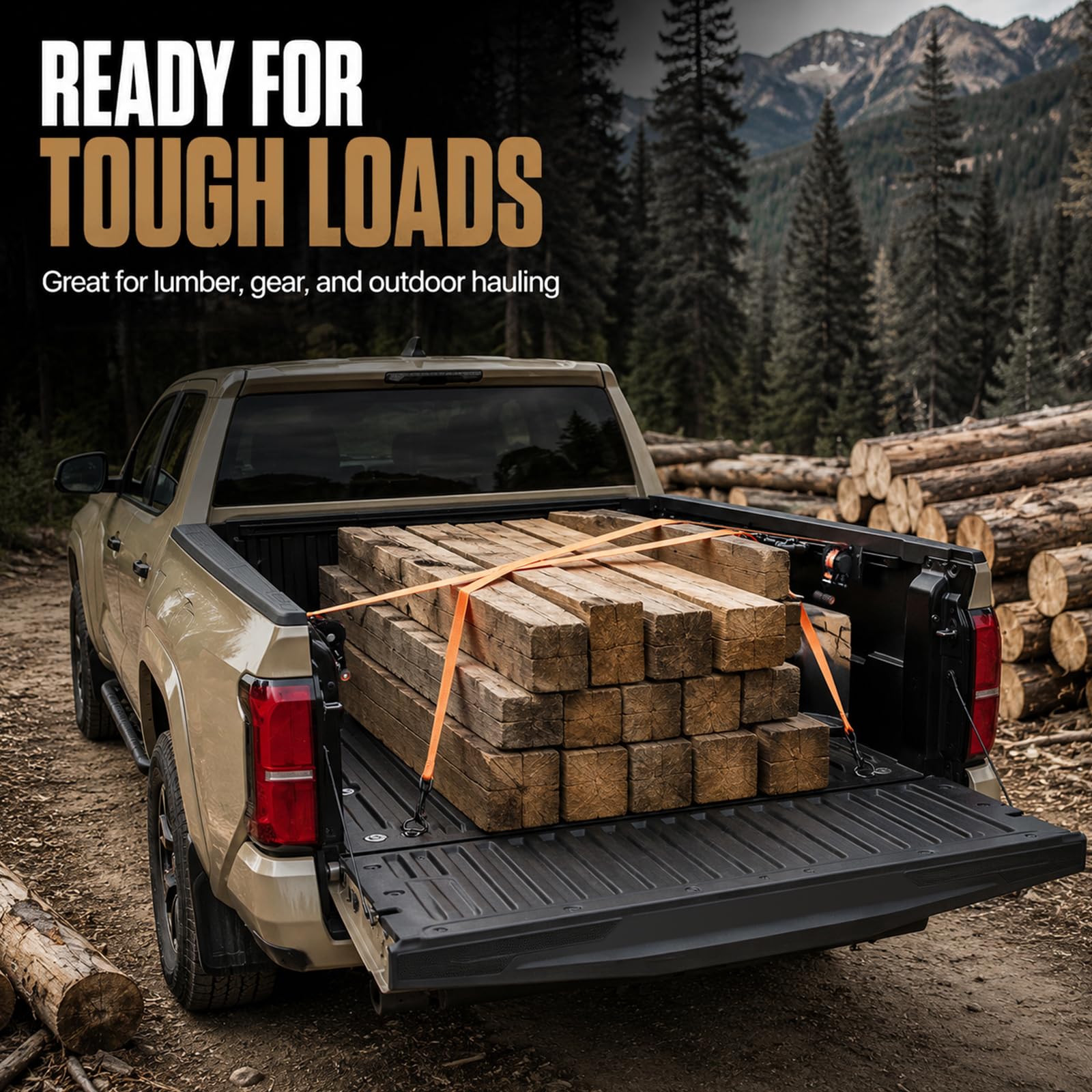 Mabett used with camping gear in truck bed showing convenience for outdoor trips