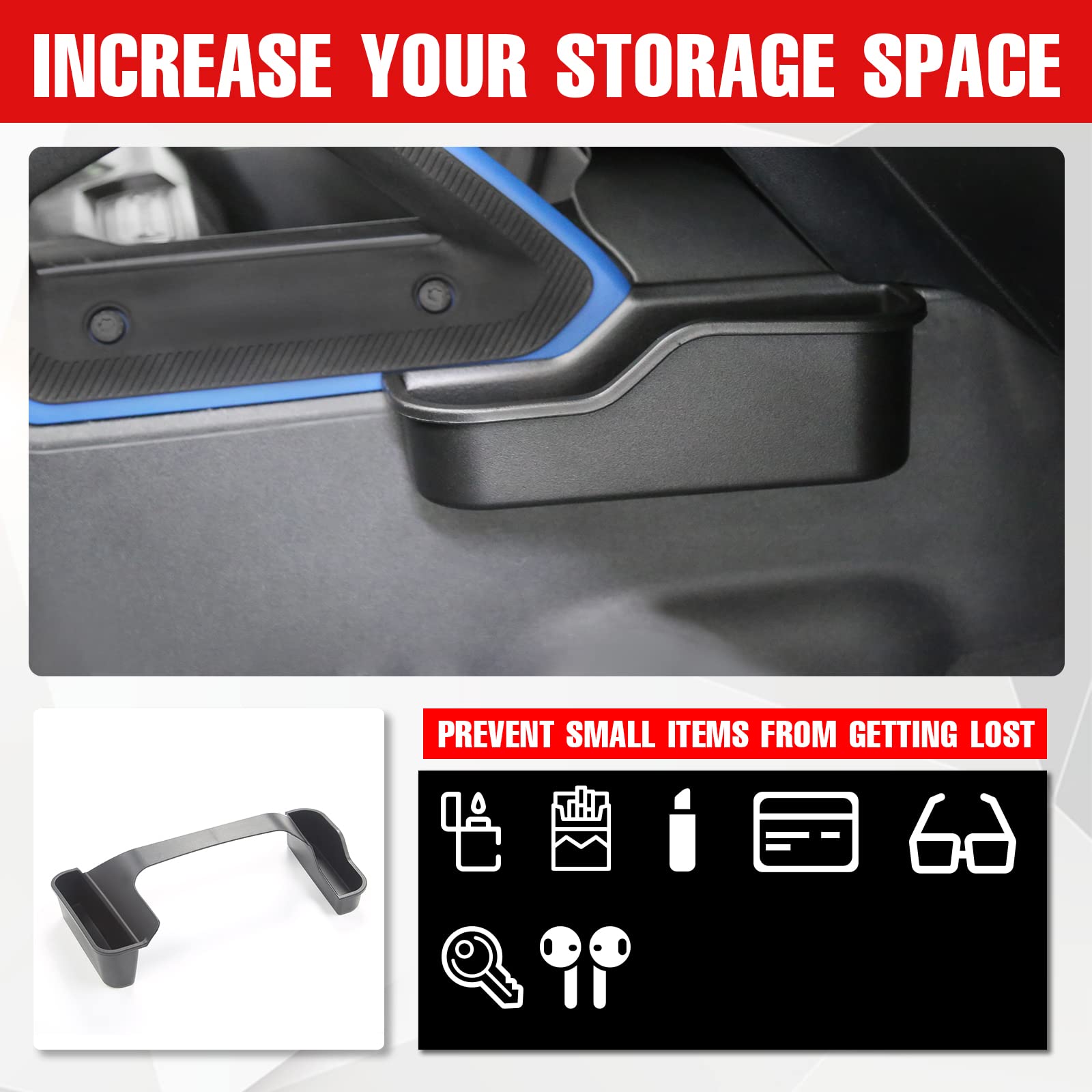 Mabett lifestyle image of driver reaching into tray showing reduced distraction and quick access