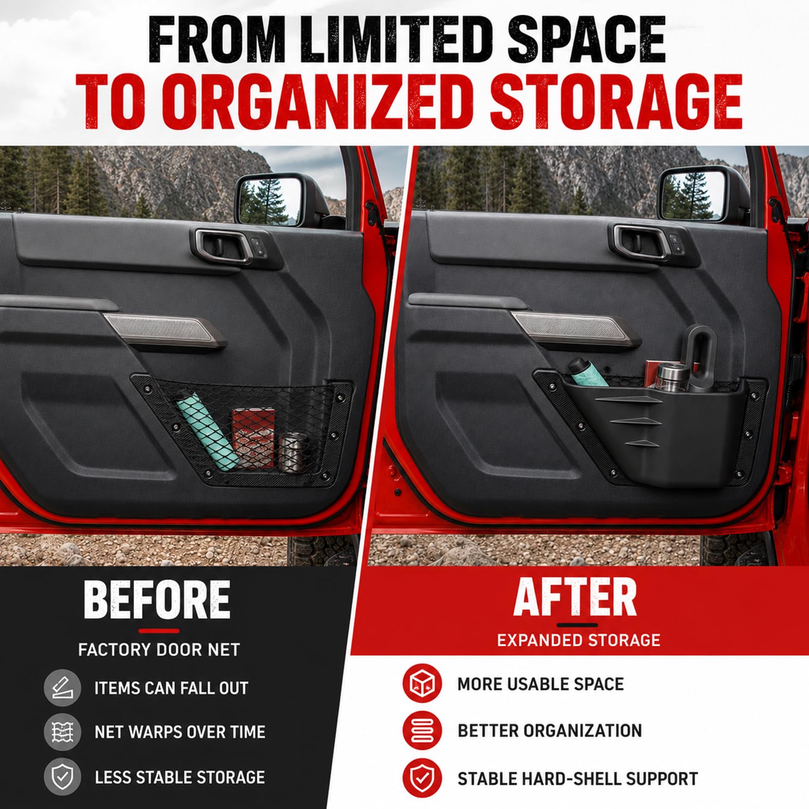 Mabett pocket storing sunglasses and wallet to reduce cabin clutter