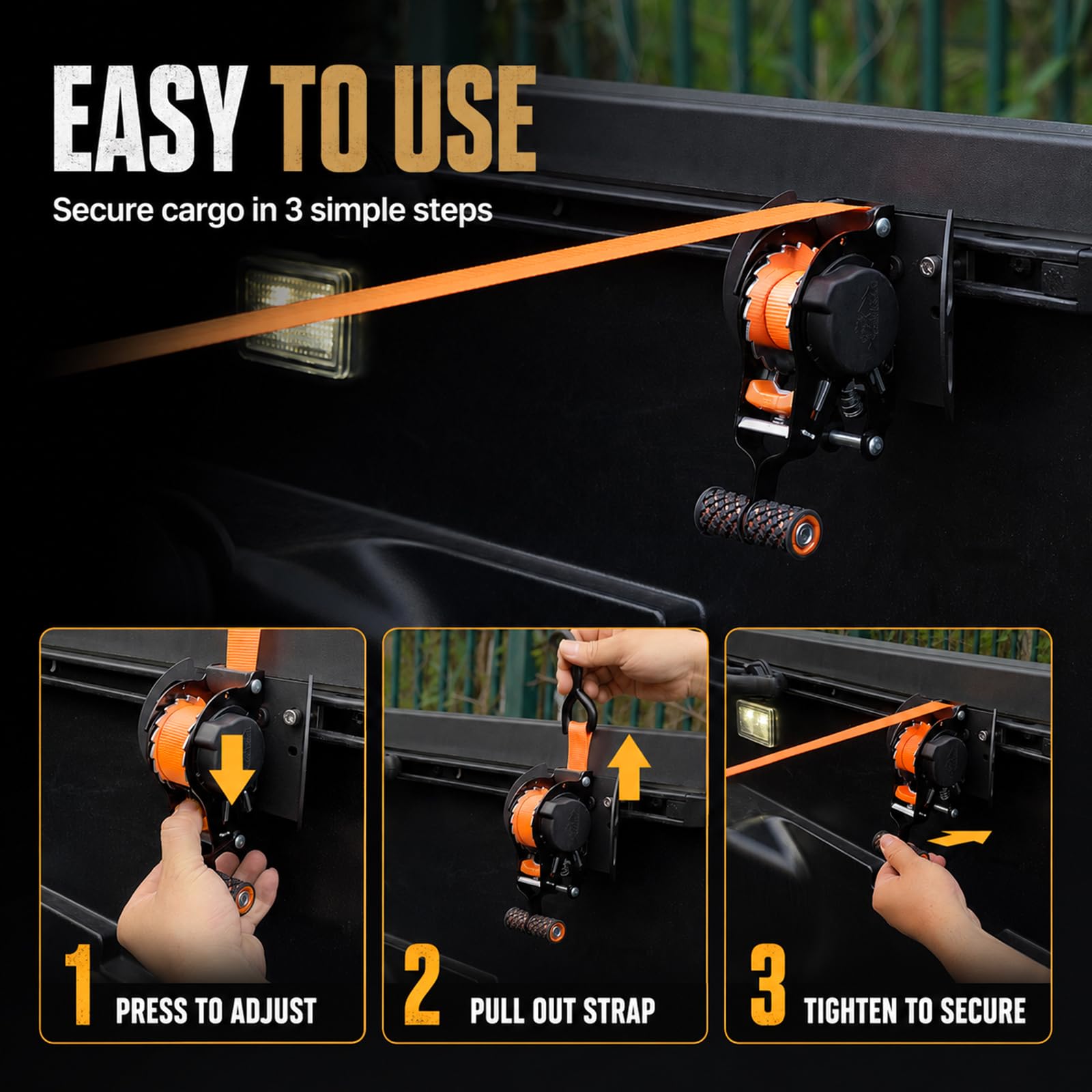 Mabett retractable button and mechanism demonstrating quick rewind for tidy storage