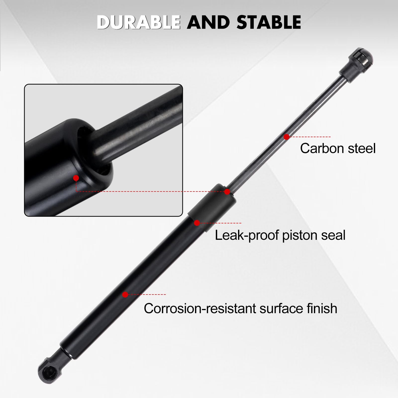 Mabett corrosion-resistant finish protecting the strut from rust and outdoor wear