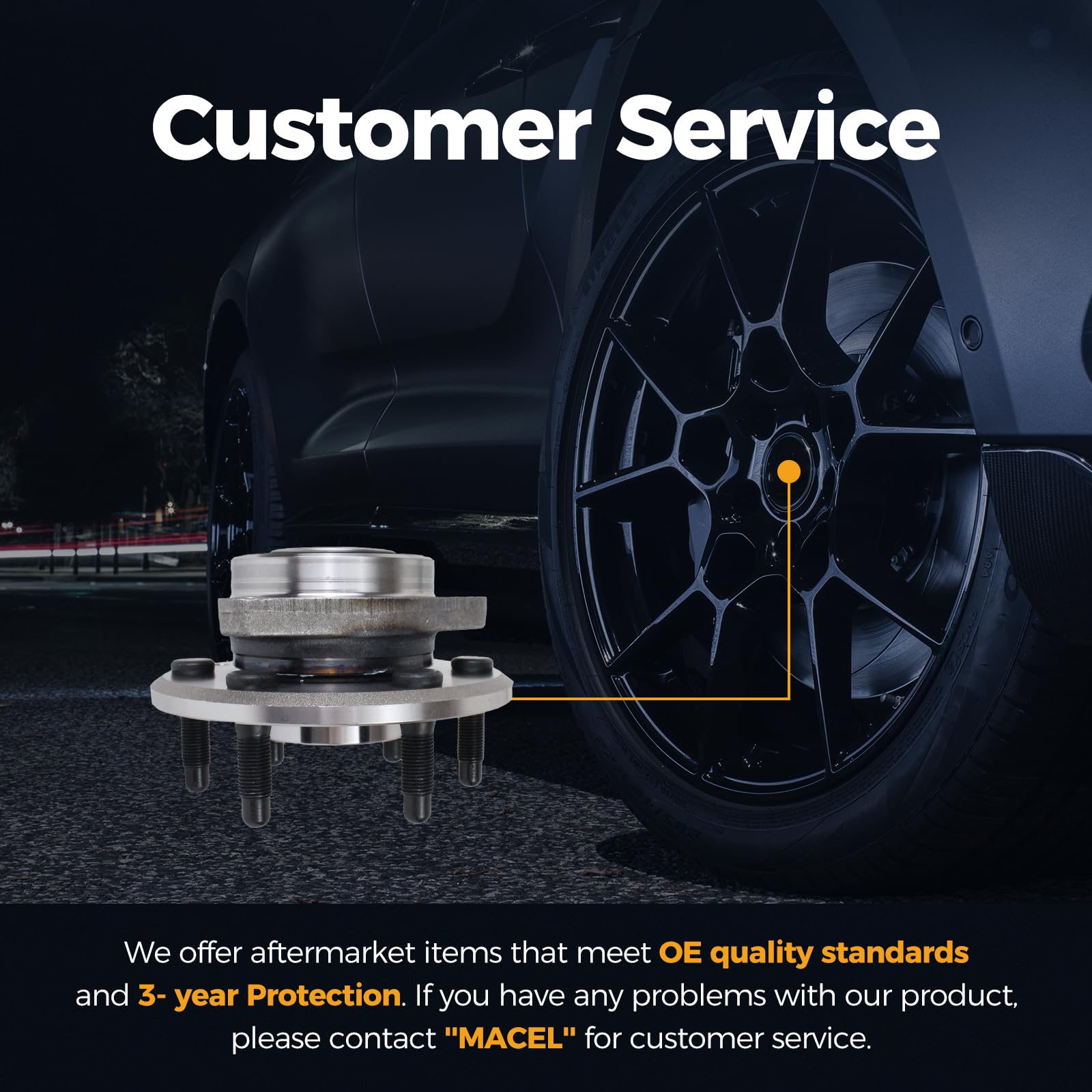 MACEL mounting face showing six-lug bolt pattern for secure wheel attachment