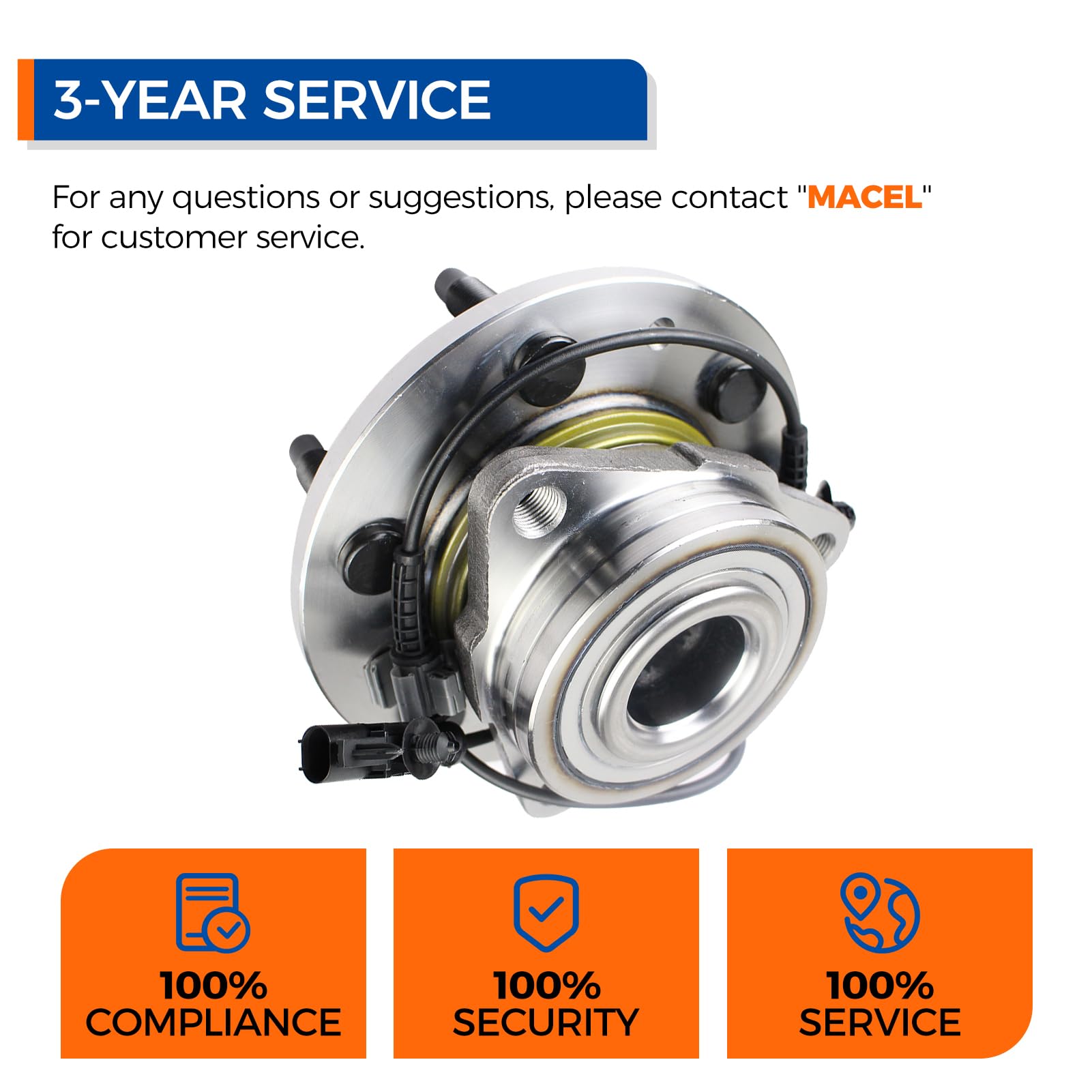 MACEL packaged hub with hardware showing ready-to-install convenience
