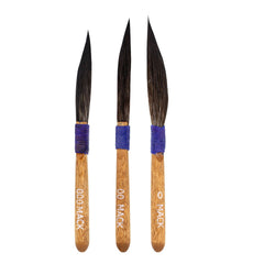 Mack Sword brushes front view showing three sizes and precise tips for smooth lines