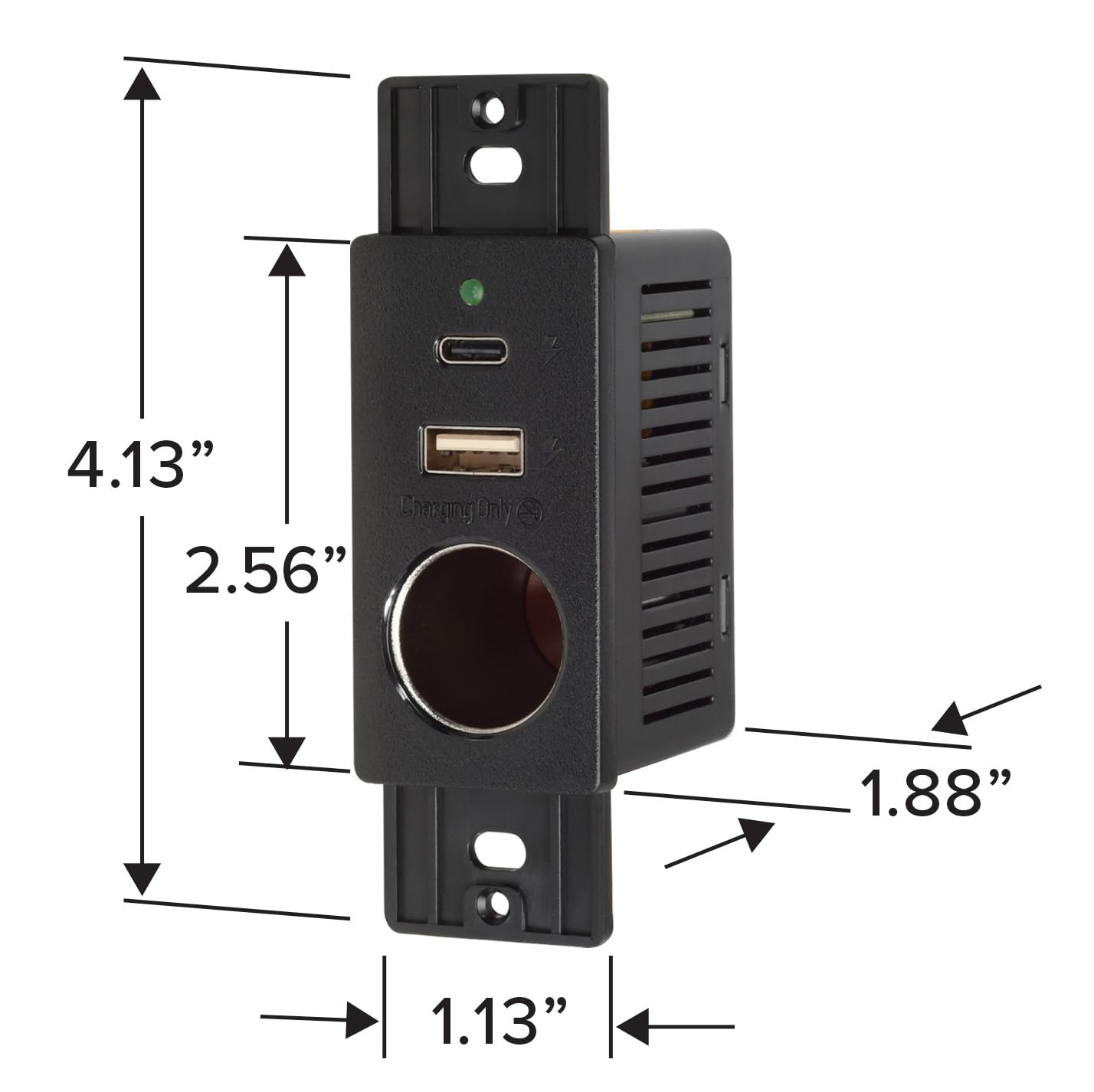 Magnadyne wall charger installed in RV interior offering convenient device power