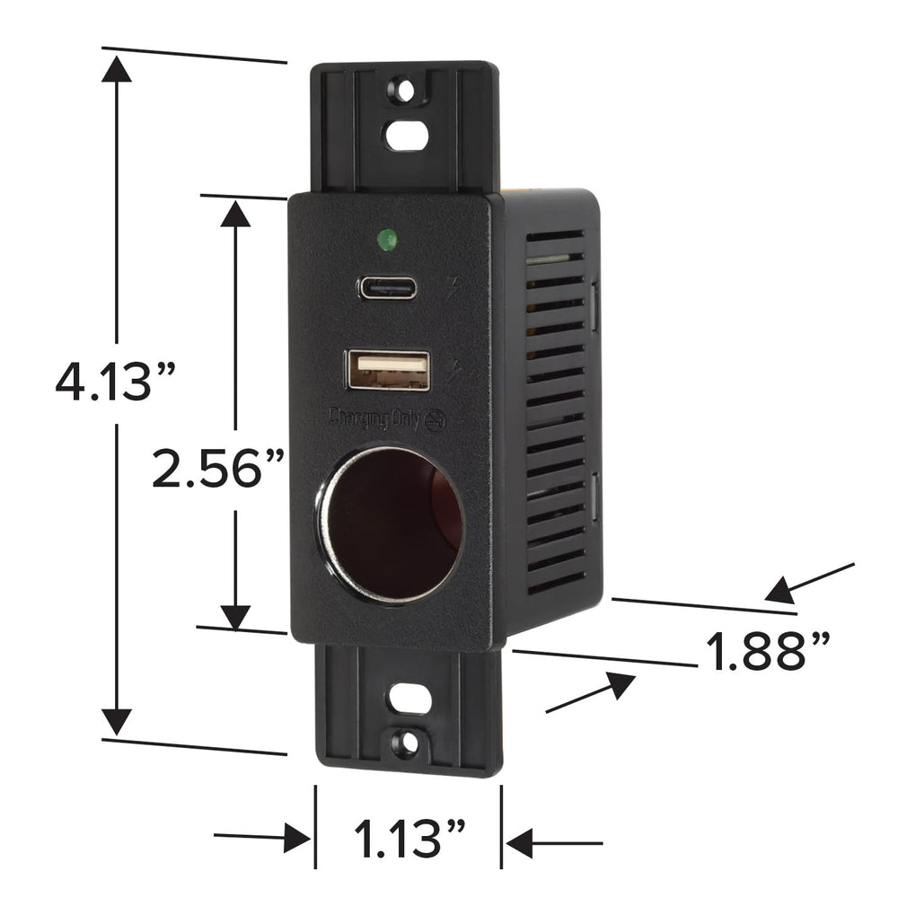 Magnadyne wall charger installed in RV interior offering convenient device power
