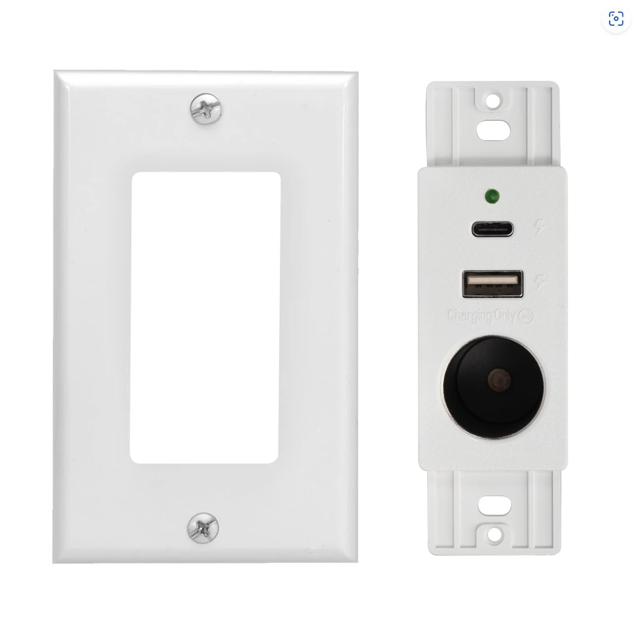 Magnadyne mounted in RV cabinet organizing cables and powering multiple devices