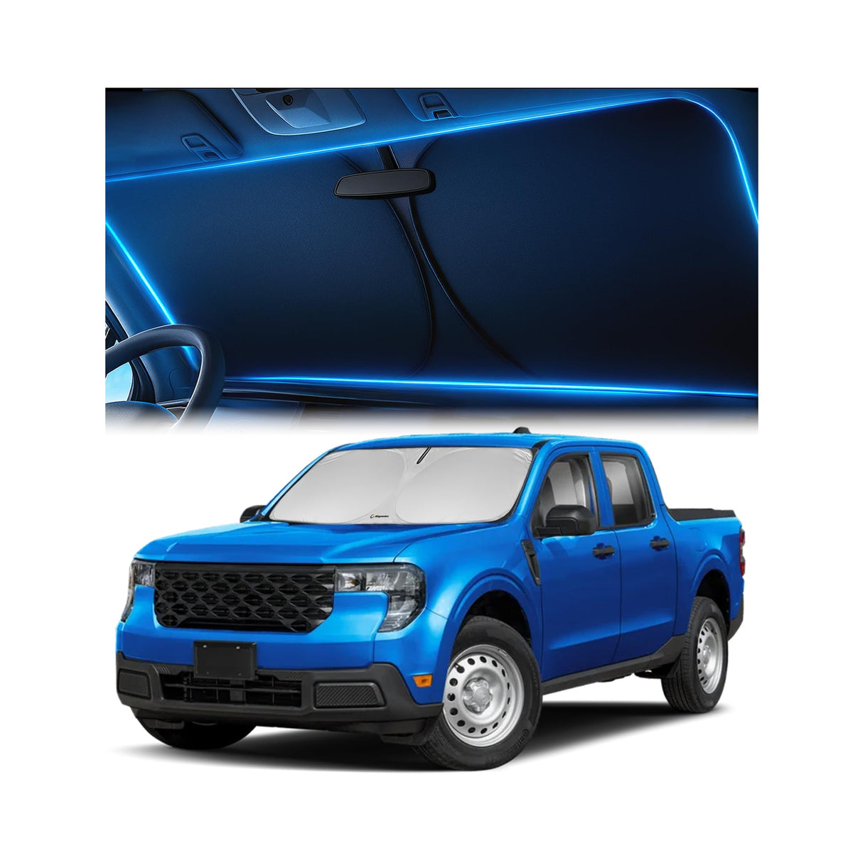Magnelex front packaging showing a Maverick-shaped sunshade and benefits