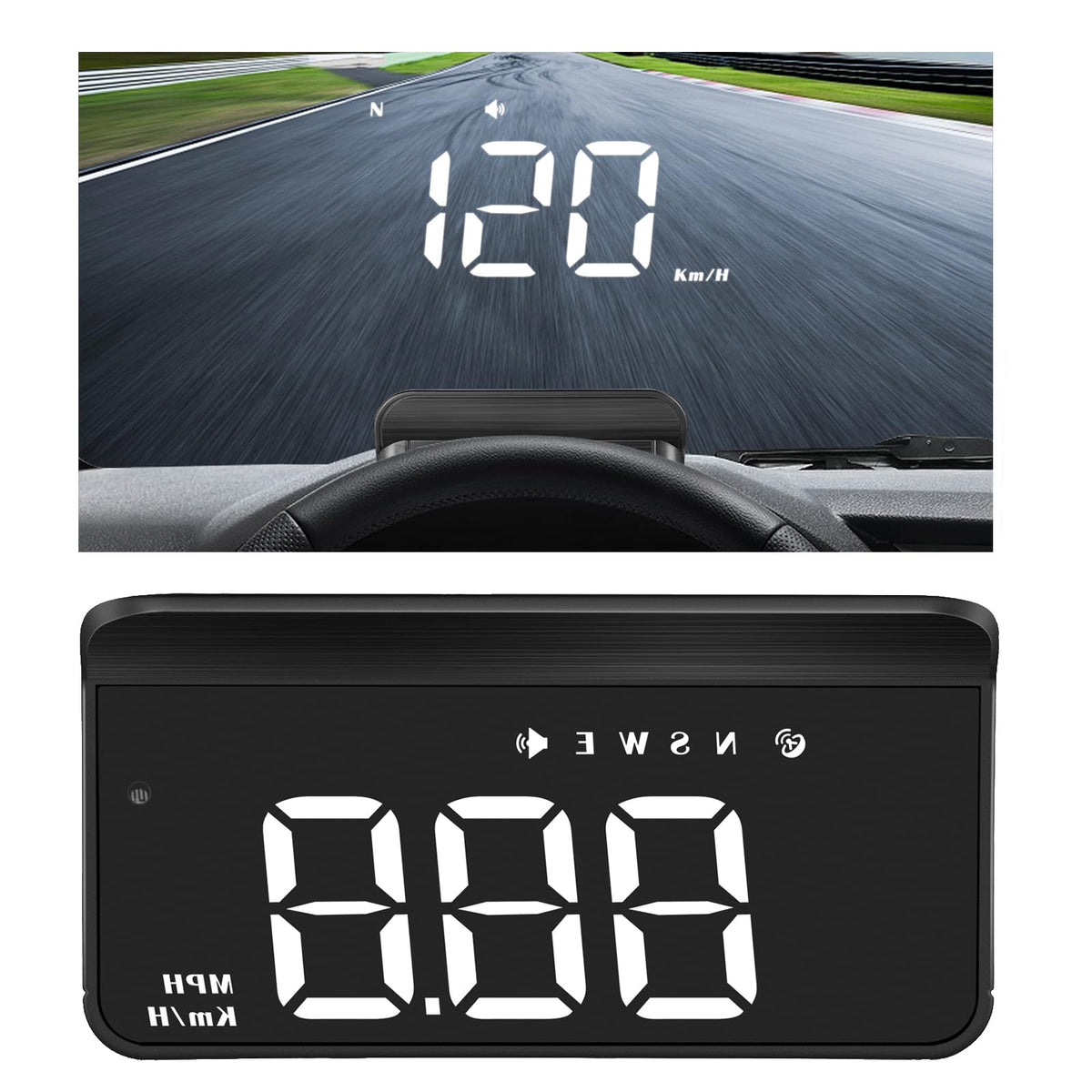 MAIMEIMI front view HUD on dash showing clear speed readout and easy visibility