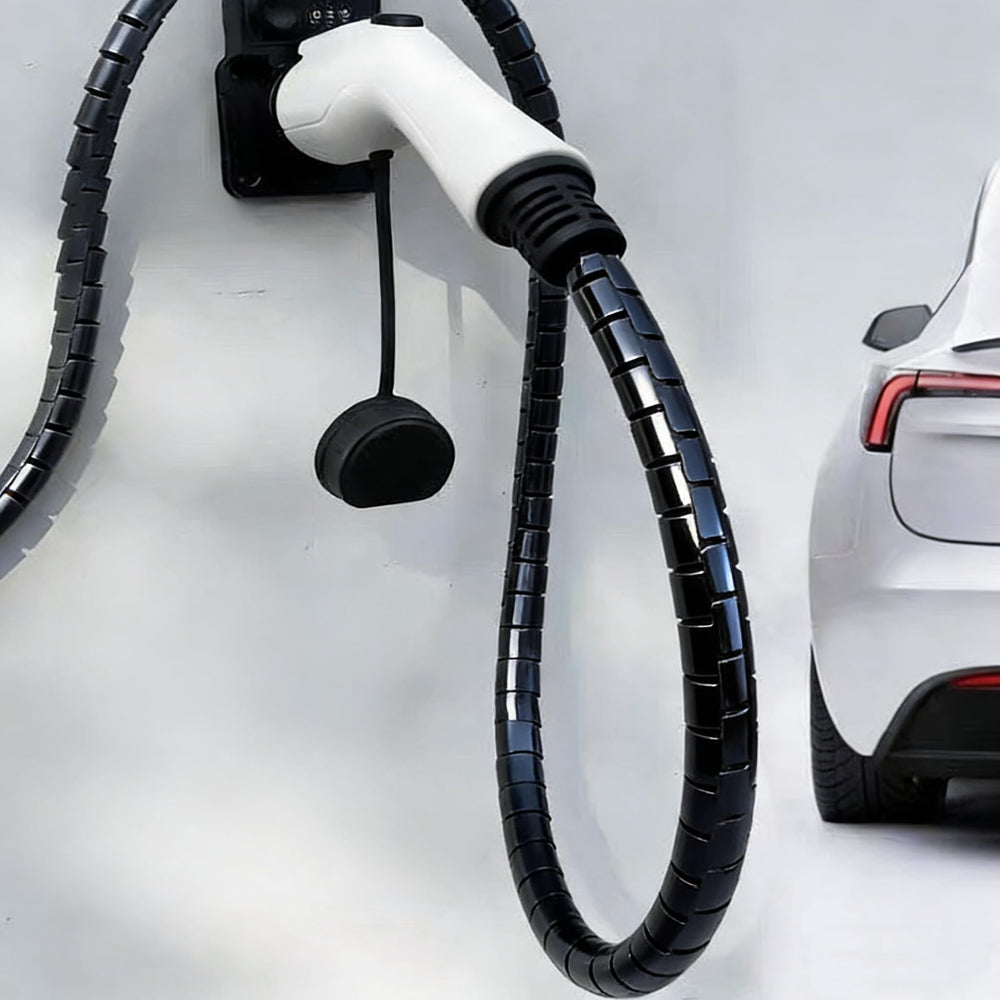 Maizengauto front view of sleeve protecting EV cable, adds abrasion protection