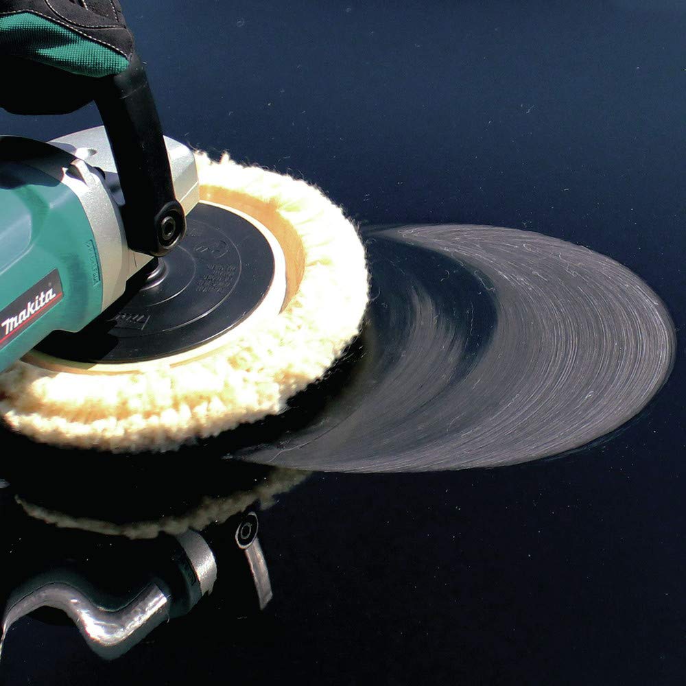 Makita bonnet beside ruler showing 7-inch size for coverage and speed