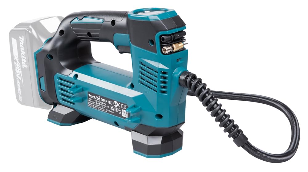 Makita DMP180Z inflating a sports ball with correct pressure control