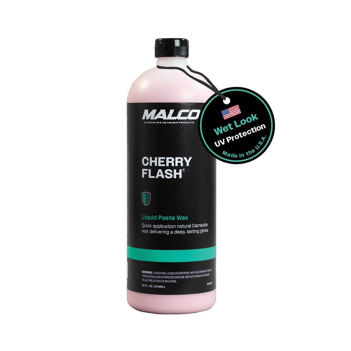 Malco bottle front label showing product and fast gloss benefit
