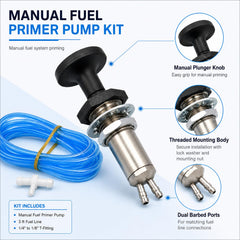 Manioiity fuel line and T fitting included for easy hose routing and connections