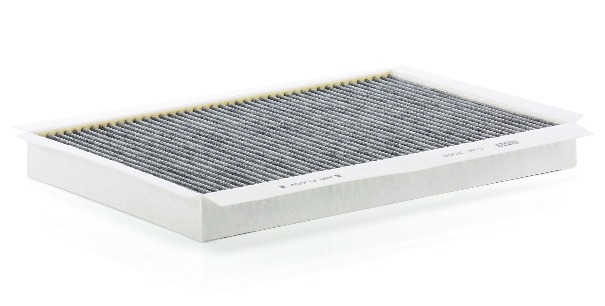 Mann Filter activated carbon layer close-up showing media texture and improved odor control
