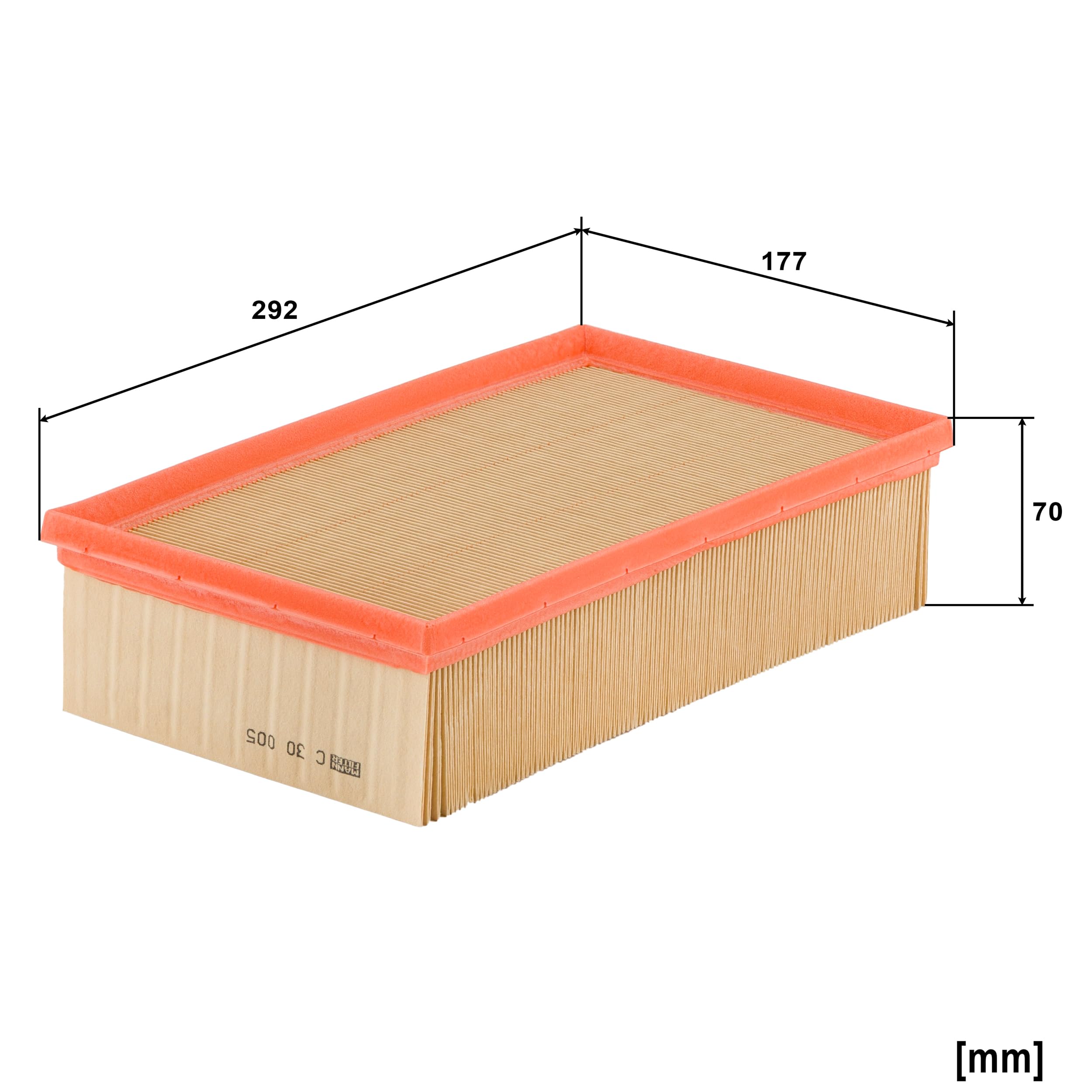 MANN-FILTER glue-string technology detail highlighting pleat retention for stability