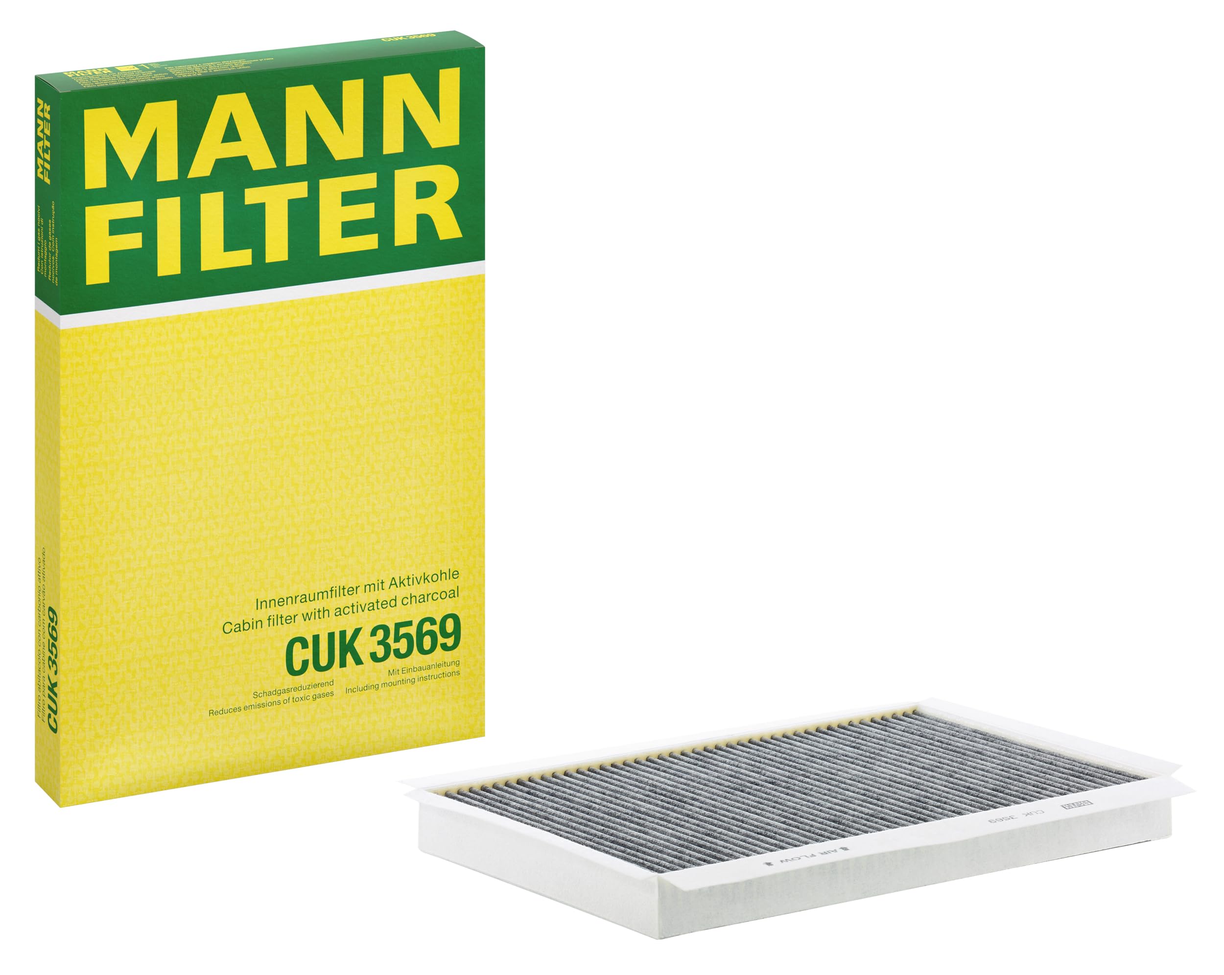 Mann Filter CUK 3569 front view showing filter shape and OEM fit for quick identification