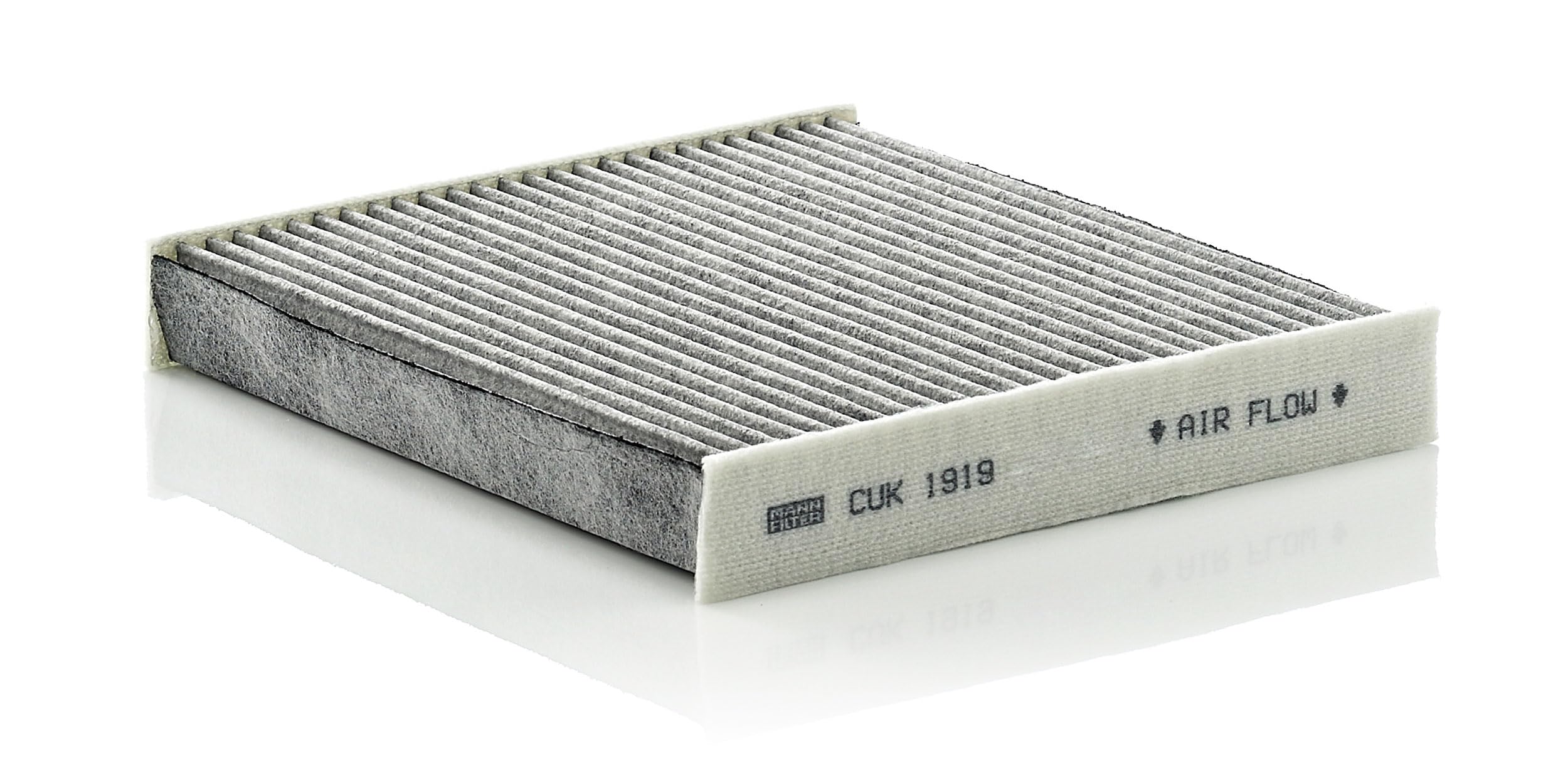 MANN-FILTER close-up of filter media layers showing dual-layer protection
