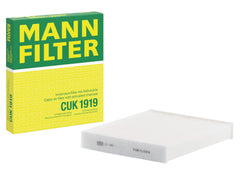 MANN-FILTER front view showing full cabin filter and frame for easy fit