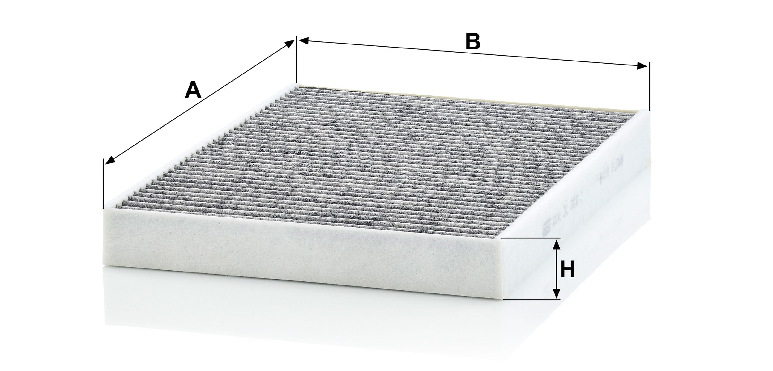 MANN-FILTER activated carbon layer detail showing odor adsorption benefit