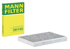 MANN-FILTER CUK 31 003 front view showing compact cabin filter and fitment benefit